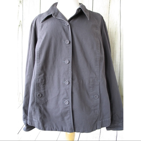 Eileen Fischer Button Up Blazer, PS Charcoal Grey - Picture 2 of 15
